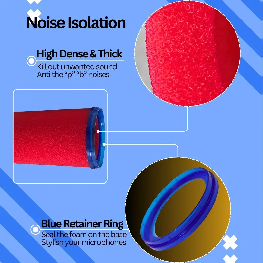 Red Soundproof Foam Mic Cover  - đánh giá và giá Shure Mic Mv7
